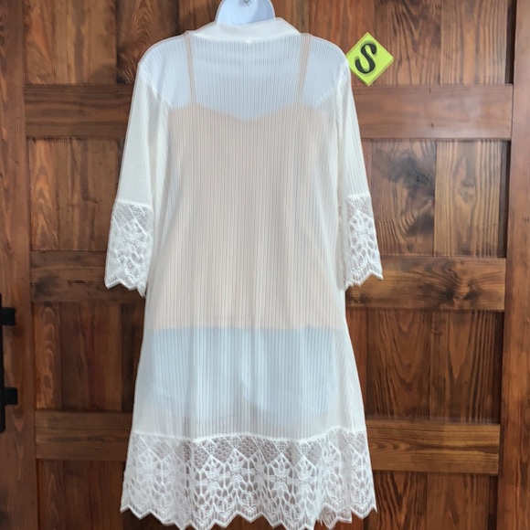 Sz S | sheer white lace long open front cardigan - new - Picture 2 of 4